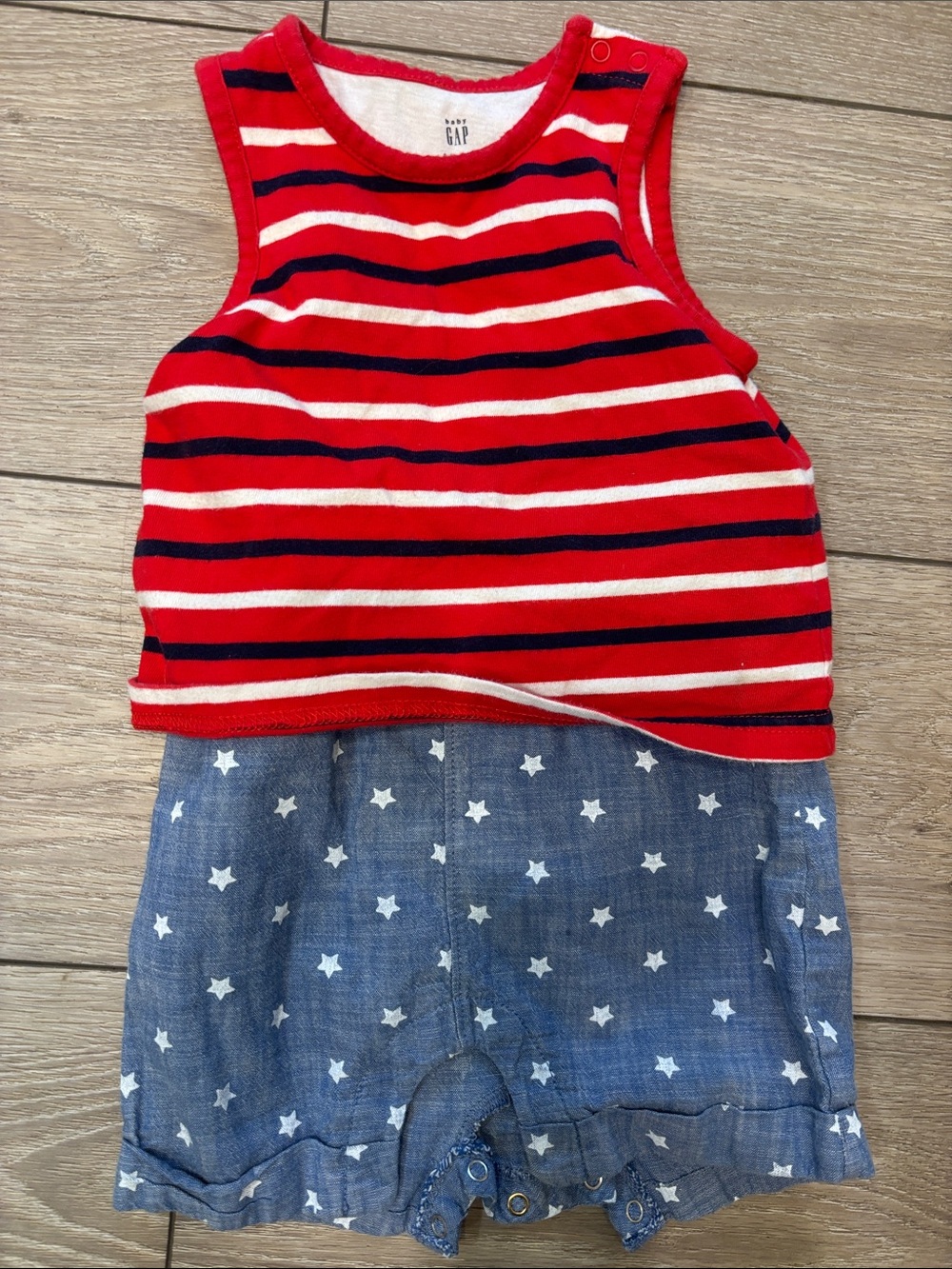GAP Infant Stars & Stripes Sleeveless Romper 6-12mo